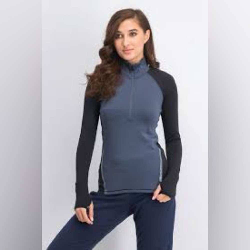 Under Armour navy blue and black pullover, 1/2 zip, reflective,logos,cold gear